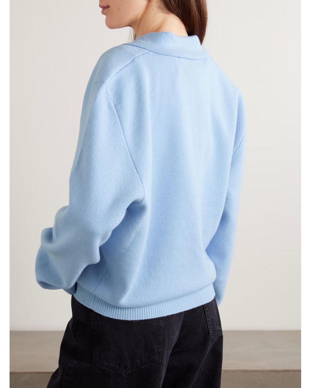 Rohe Blue Ribbed Knit Polo Top