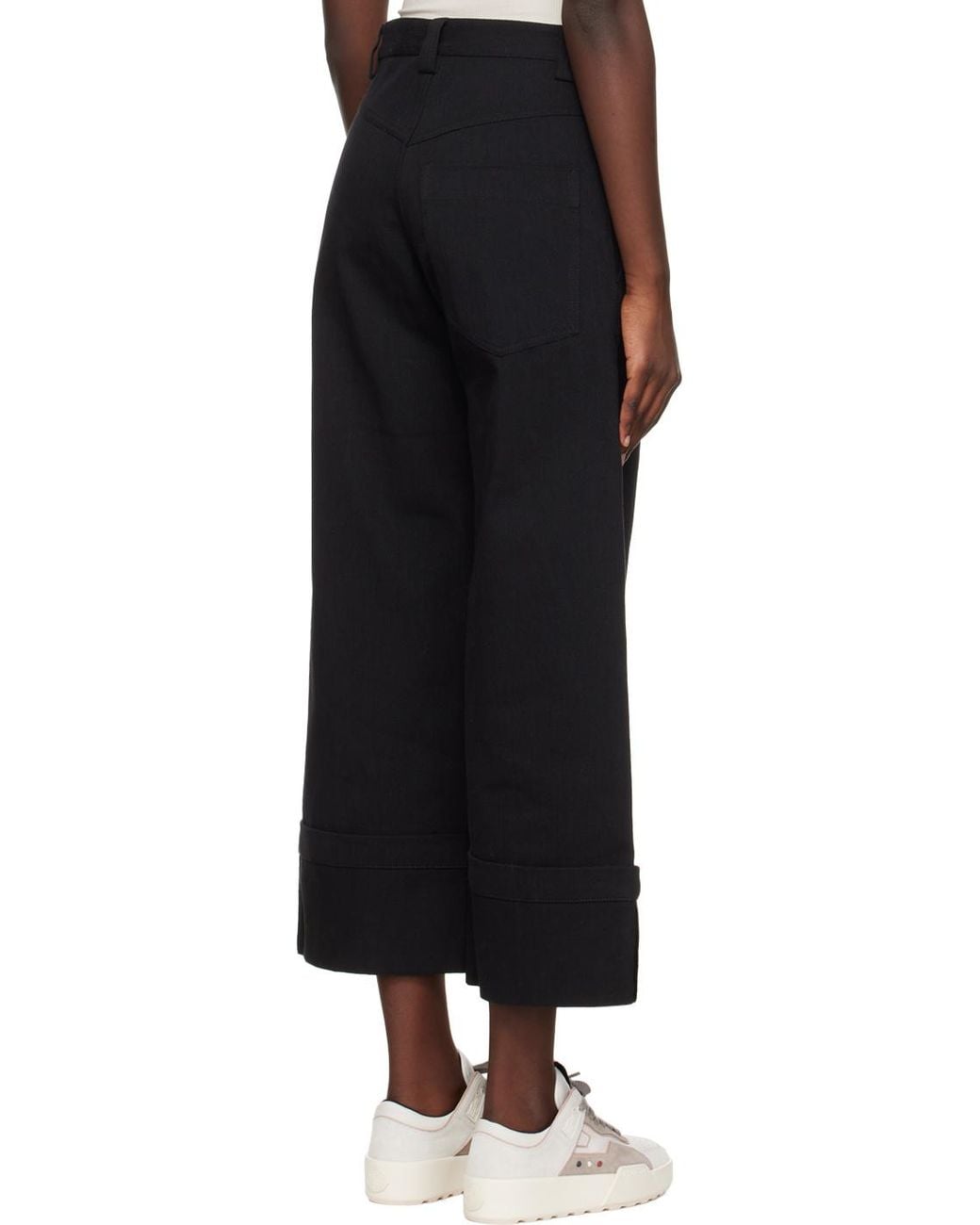 Moncler Black 1952 Button Detailed Wide Leg Trousers