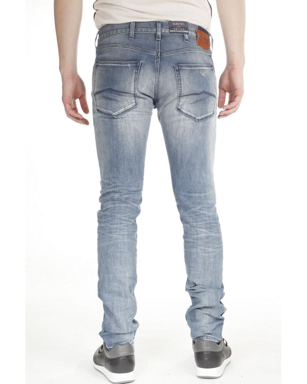 Armani Jeans Blue Logo Logo Denim Trousers for men