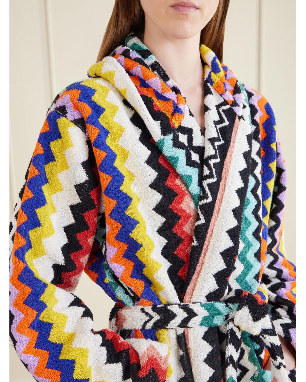 Missoni White Hooded Striped Cotton-Terry Robe