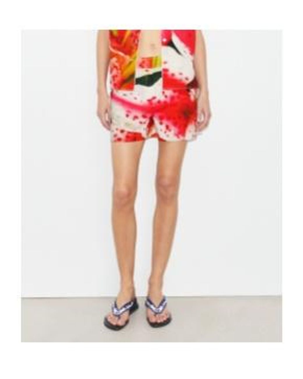 Tory Burch Red Camp Floral-Print Shorts