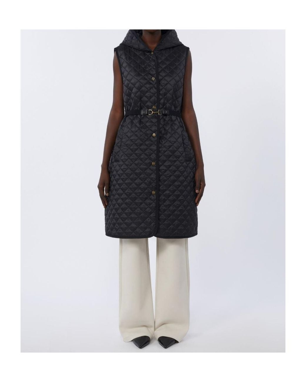 Max Mara Black The Cube Mtccamille Quilted Long Gilet