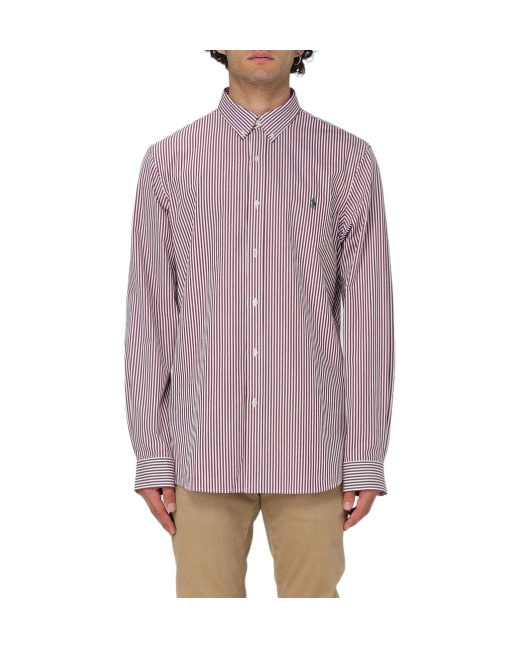 Polo Ralph Lauren Purple All Fit Striped Stretch Poplin Shirt for men