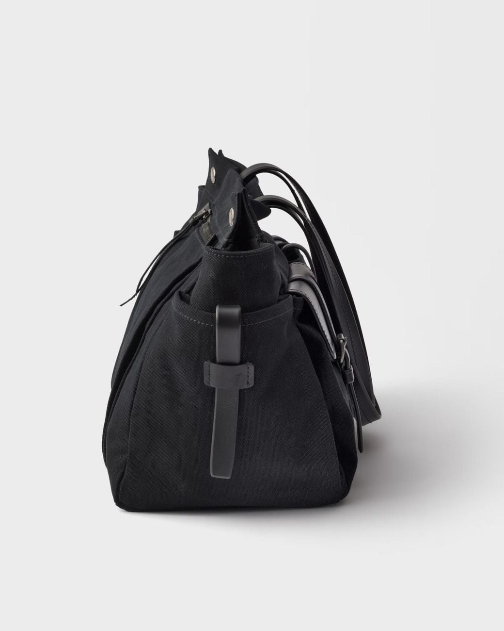 Prada Black Route Canvas And Leather Tote Bag for men