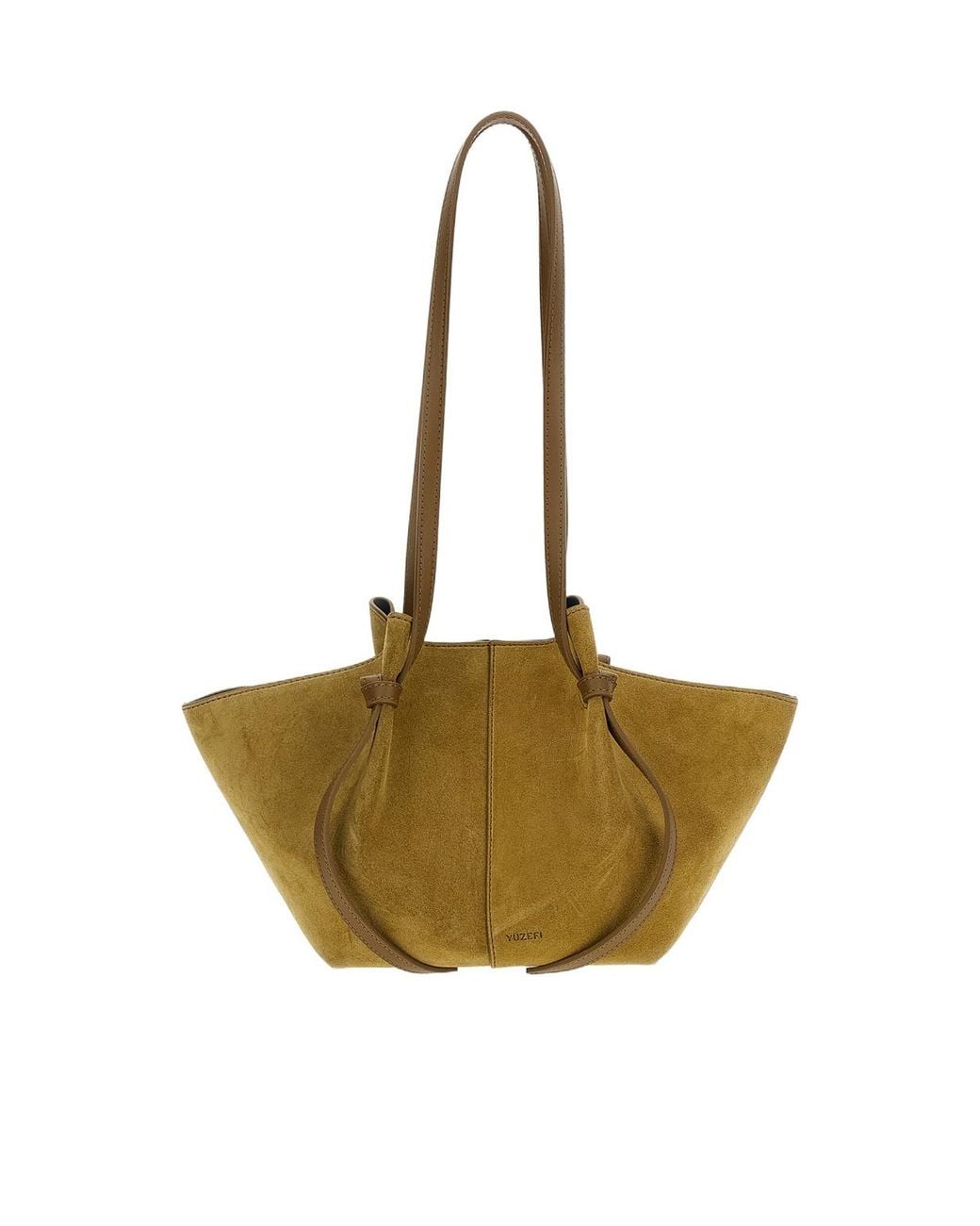 Yuzefi Metallic Mochi Knot-Detail Suede Shoulder Bag