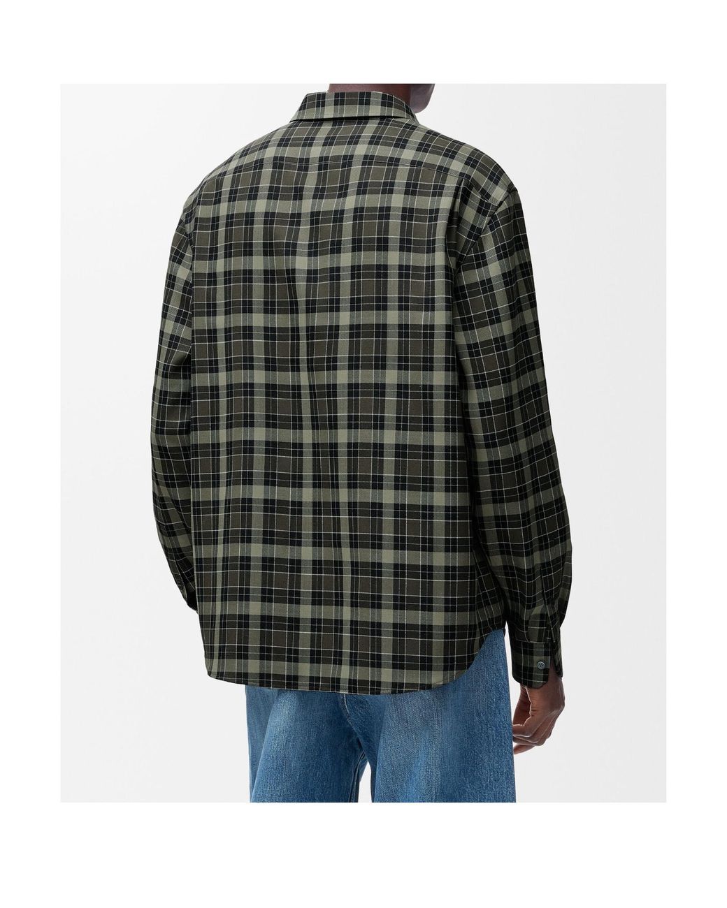 Loewe Checked Long-Sleeved Shirt in Gray for Men | Lyst