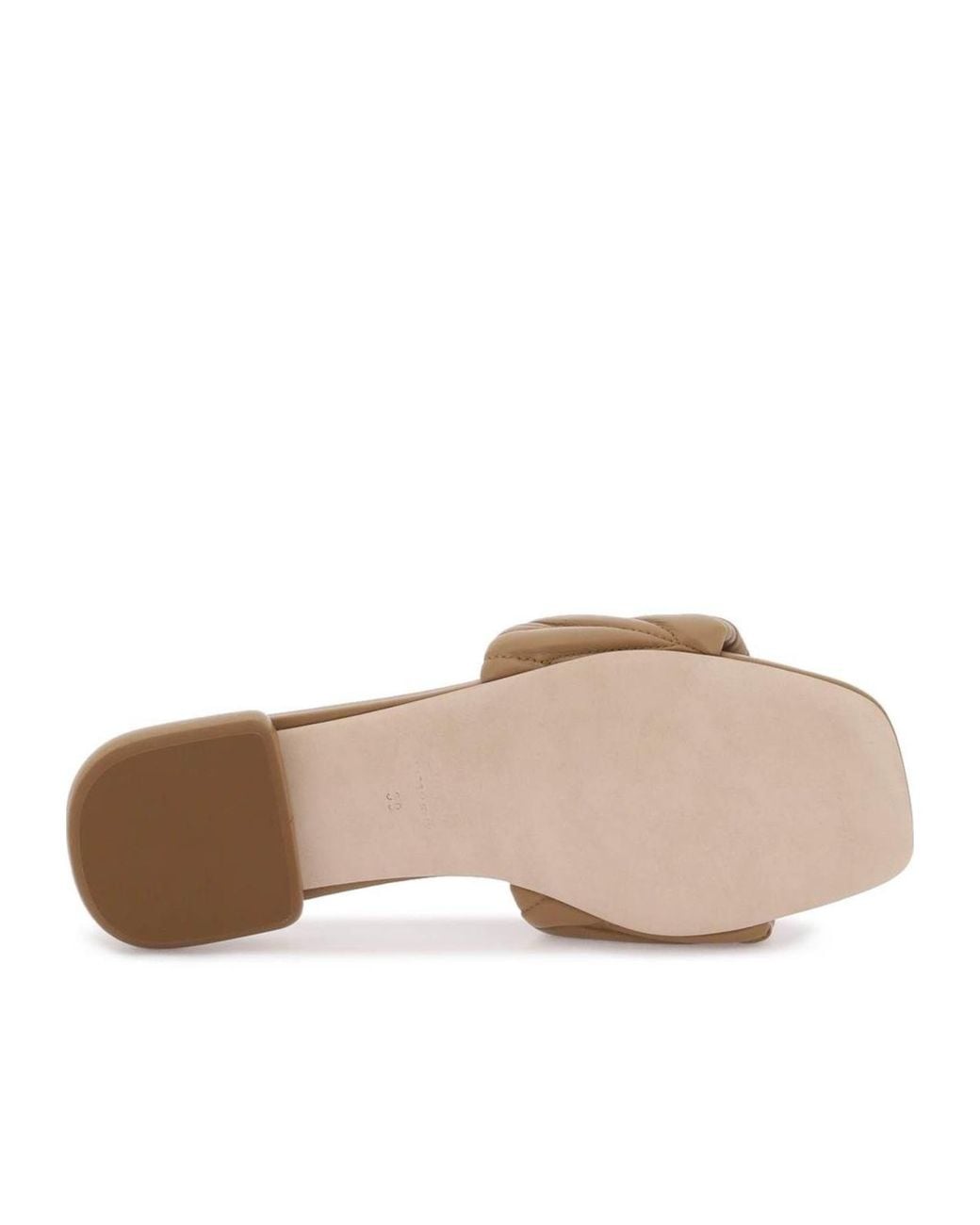 Miu Miu Brown Logo Lettering Square Toe Sandals