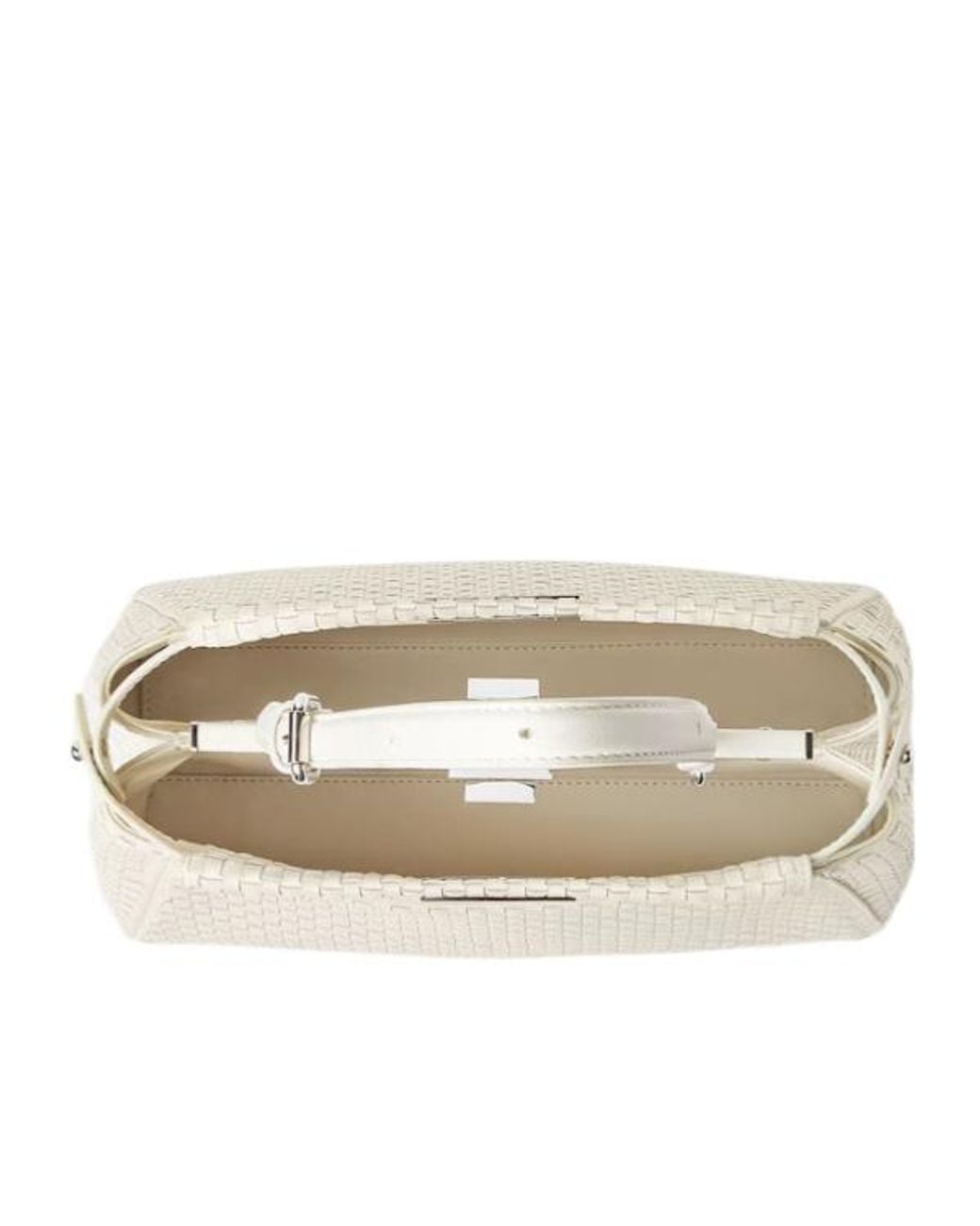 Fendi White Parchment-Colored Woven Leather Bag
