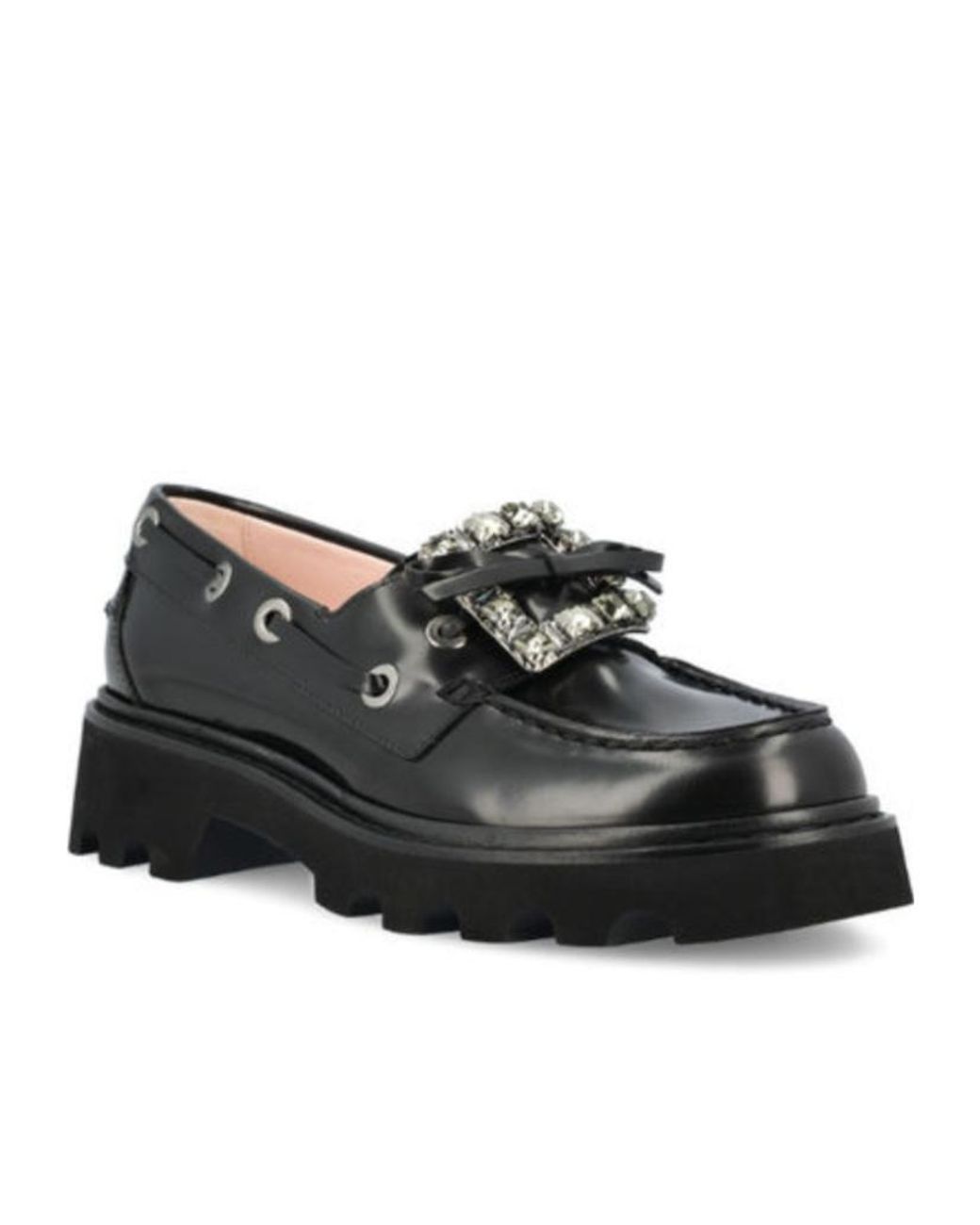 Roger Vivier Black Embellished Bow Detailed Flat Shoes