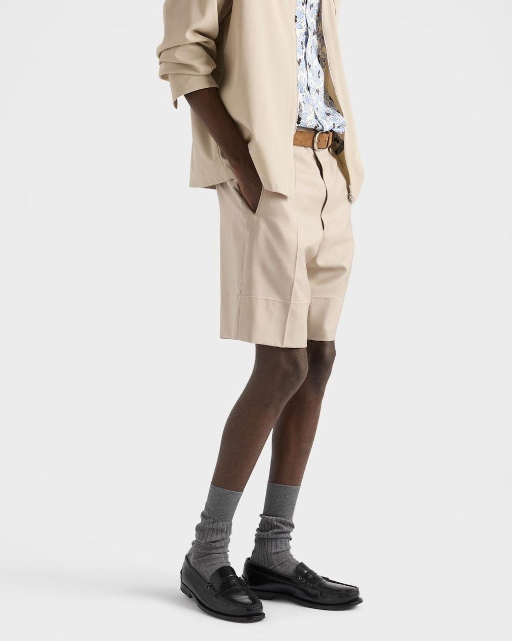 Prada Natural Triangle-Patch Shorts for men