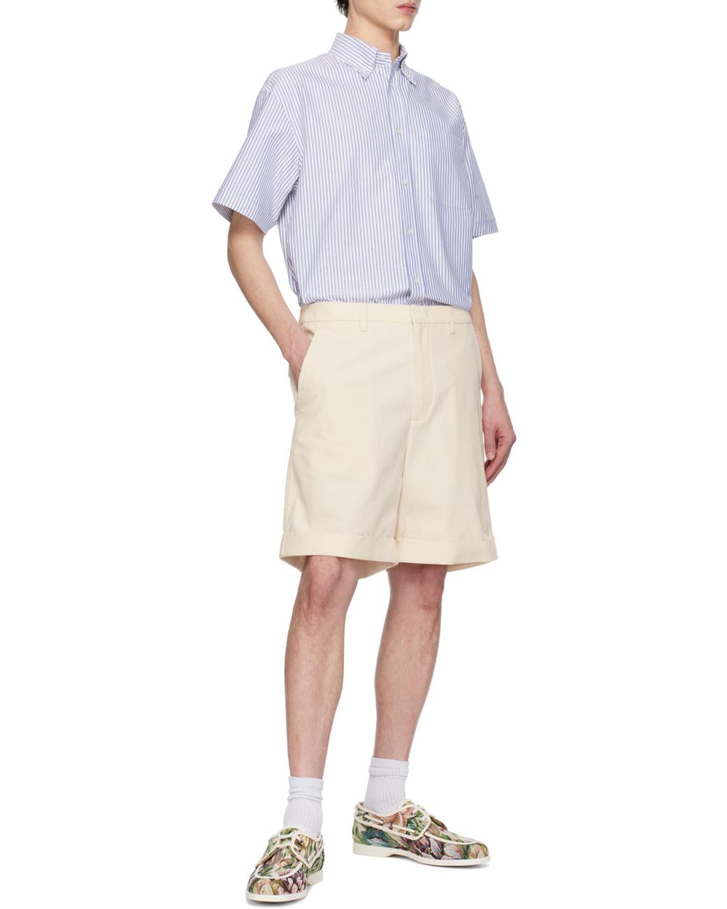 Valentino White Striped Button-Up Shirt for men