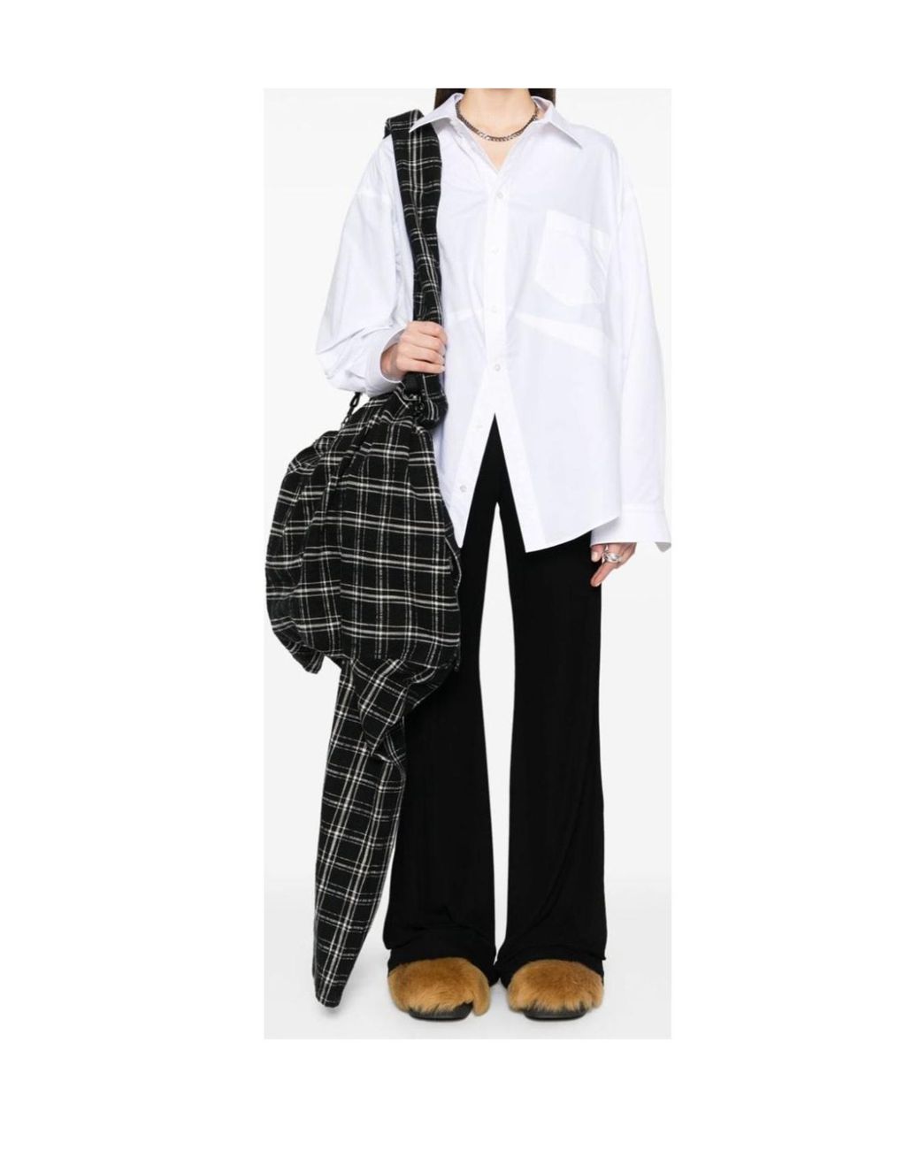 Balenciaga White Chest Pocket Long-Sleeved Shirt
