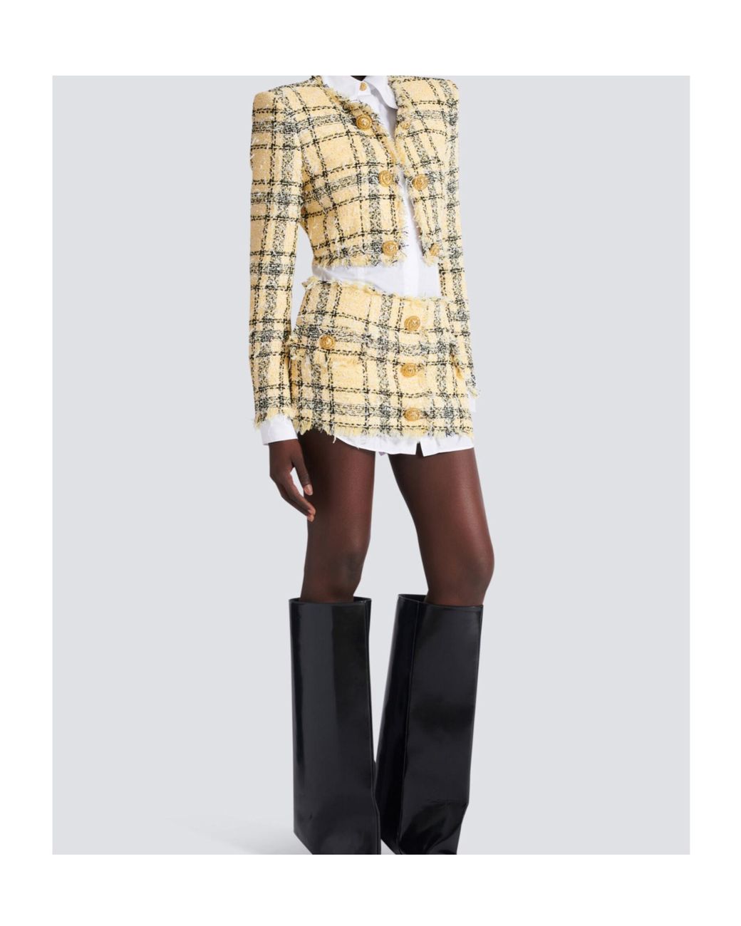 Balmain Metallic Glitter Tweed Cropped Jacket