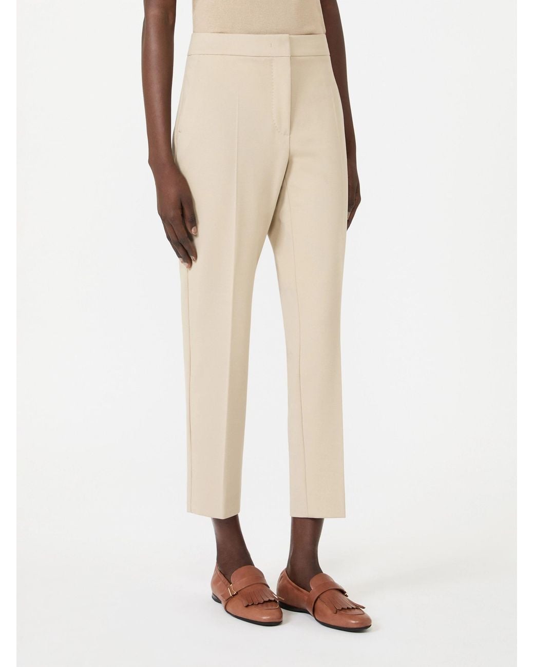 Max Mara Natural Pressed-Crease Cropped Trousers