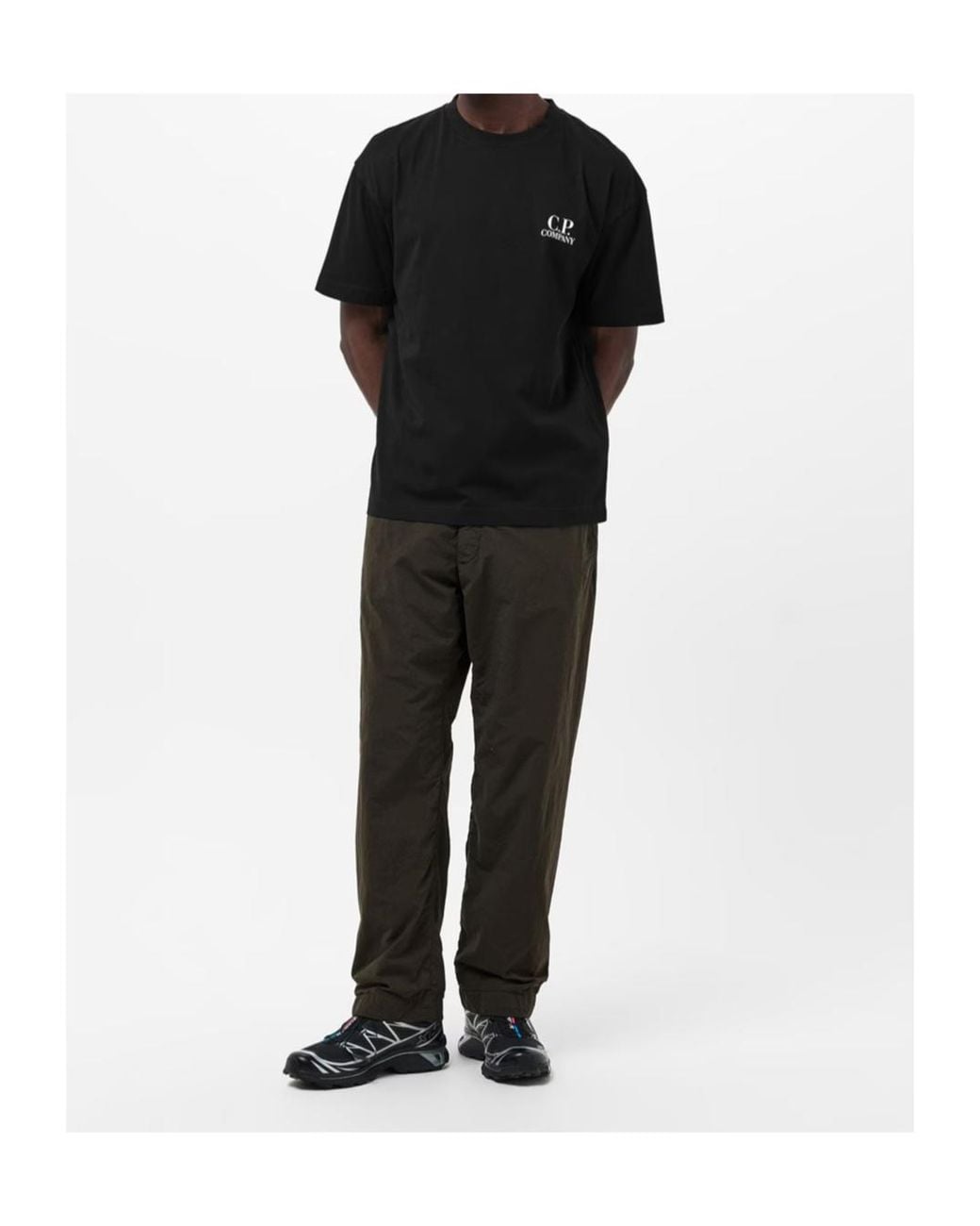 C P Company Black Logo Crew Neck T-Shirt for men