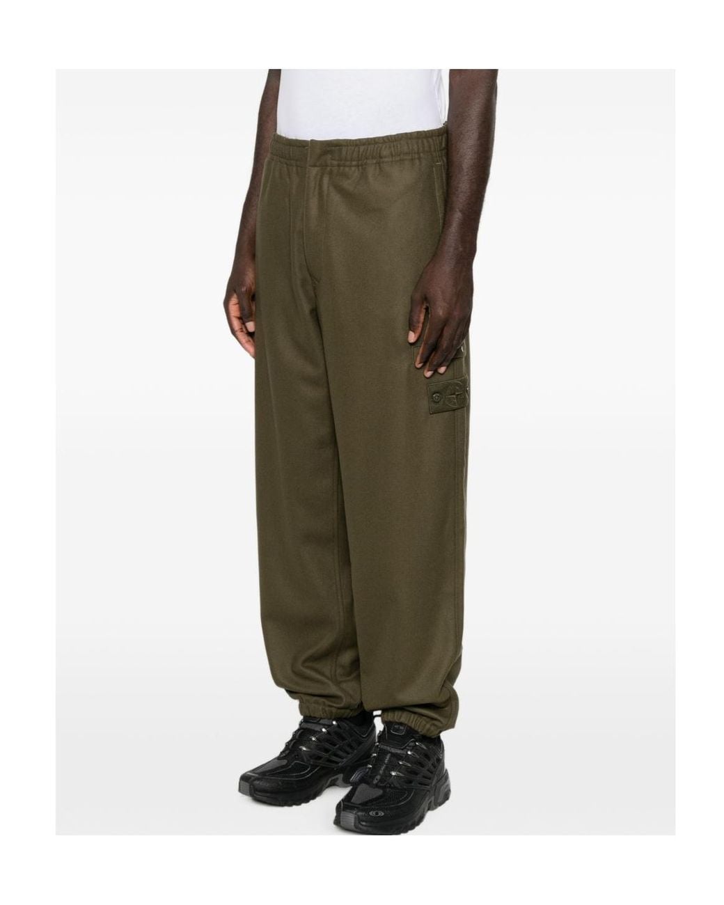 Stone Island Green Logo-Patch Track Pants for men