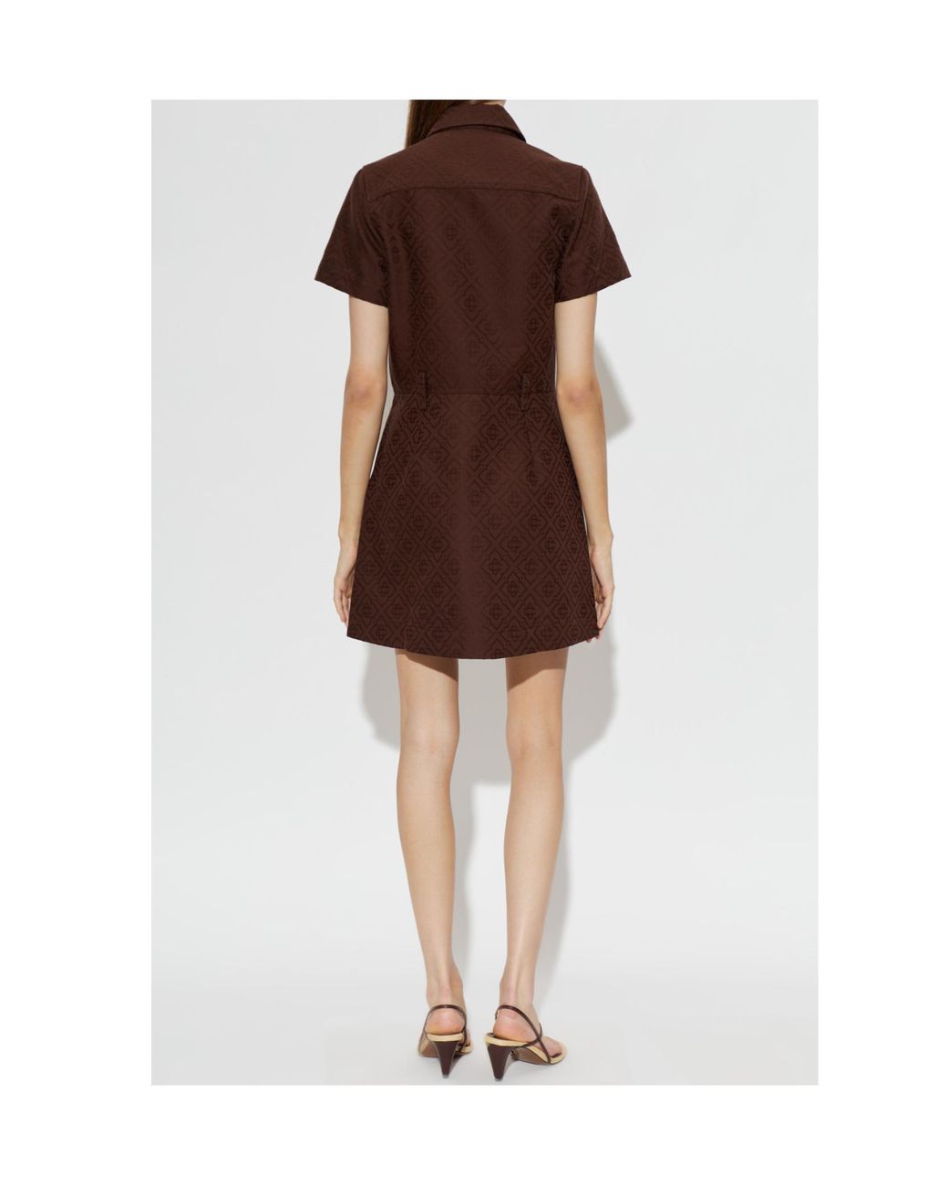 Casablanca Brown Monogram Jacquard Zip-Front Shirt Dress