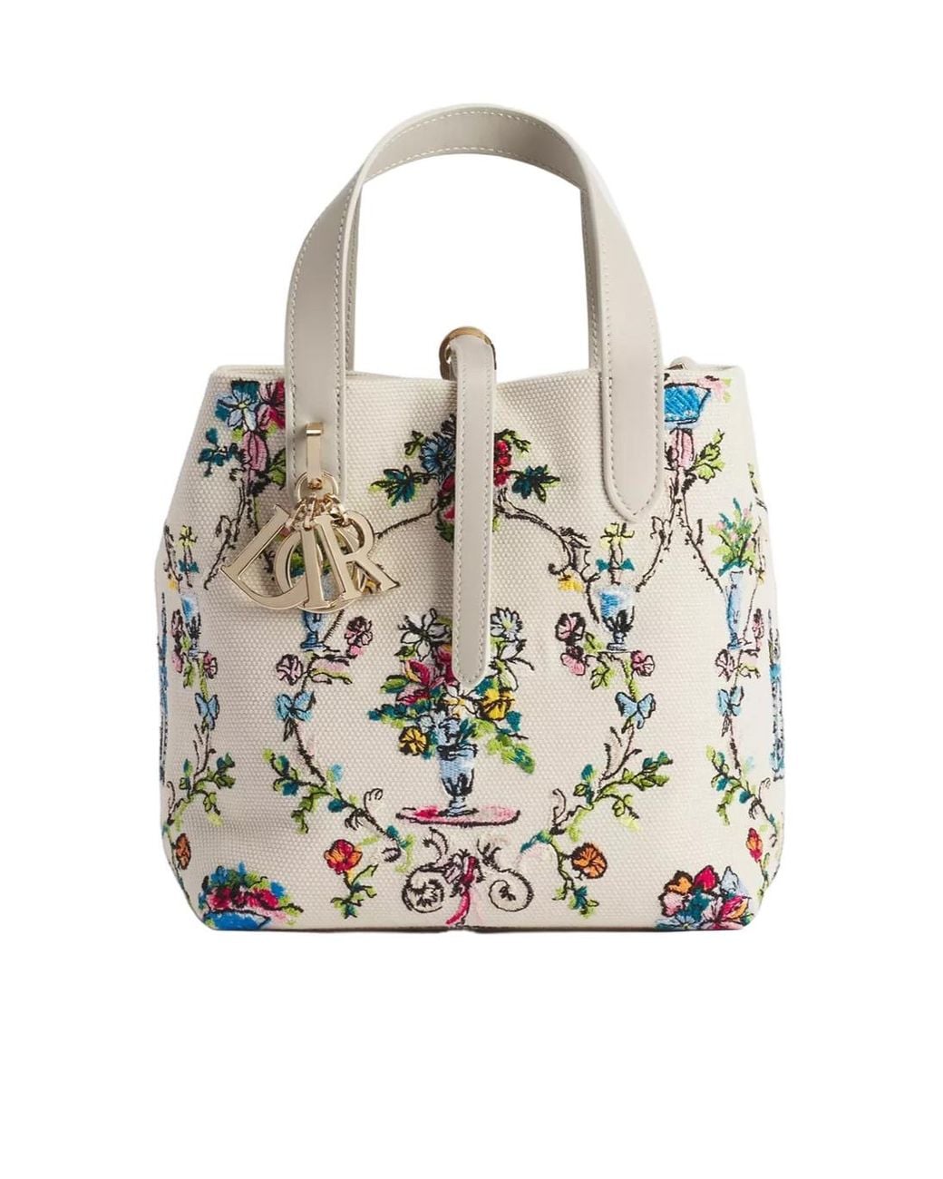 Dior White Iviera Small Toujours Vertical Tote Bag