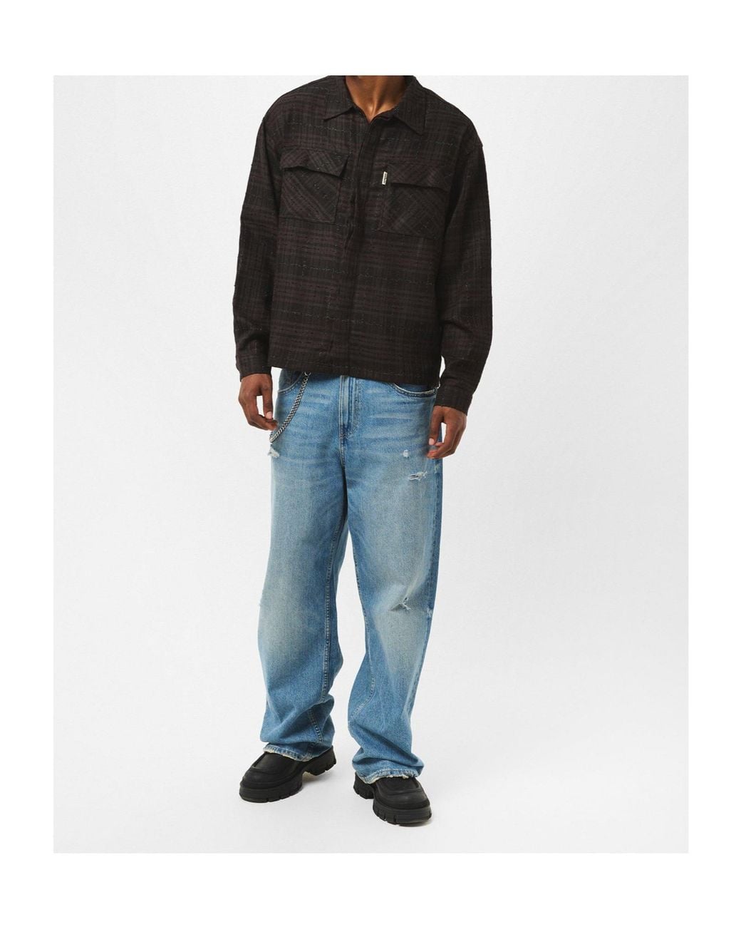 Represent Black Plaid Shirt for men