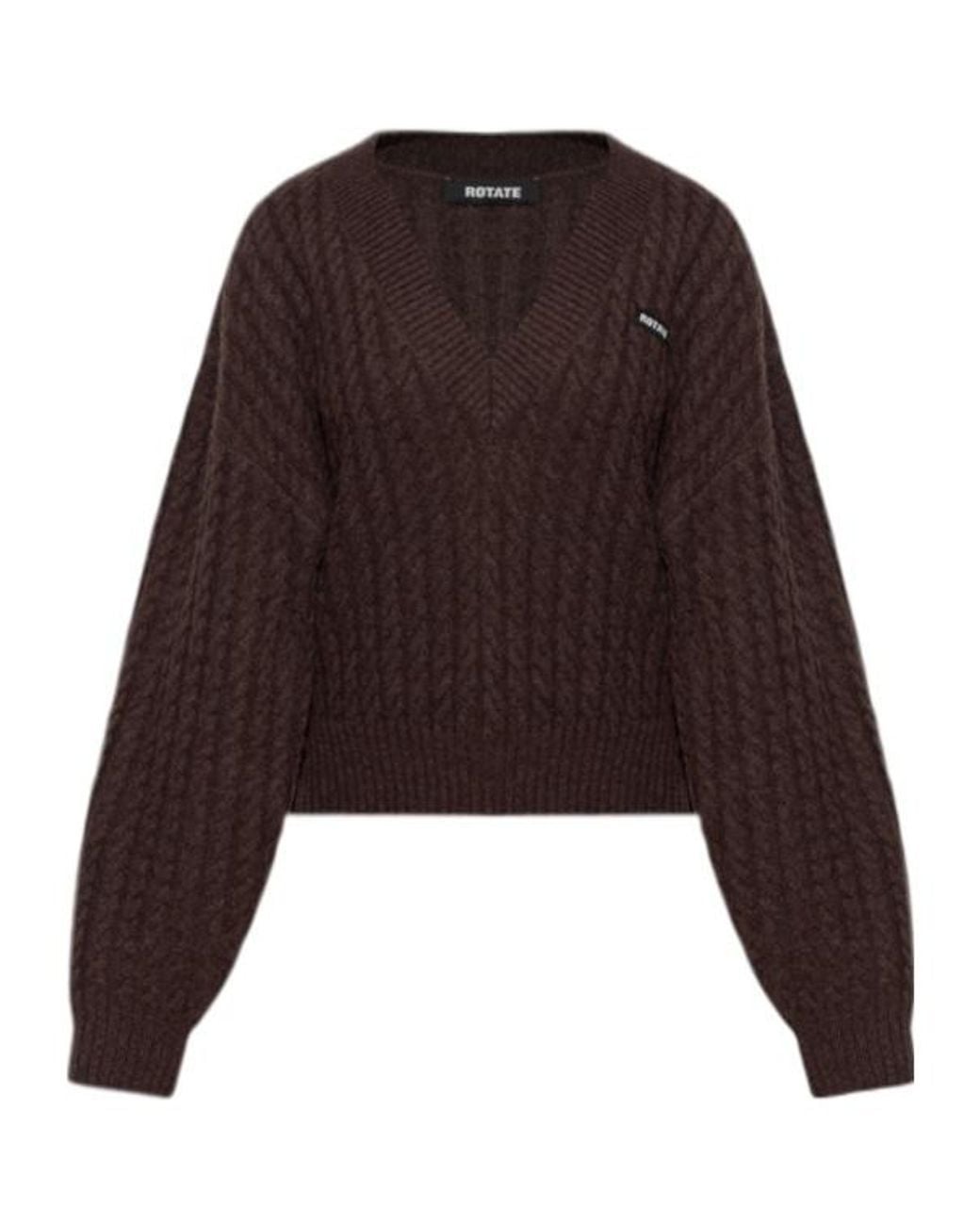 ROTATE BIRGER CHRISTENSEN Brown V-Neck Knitwear