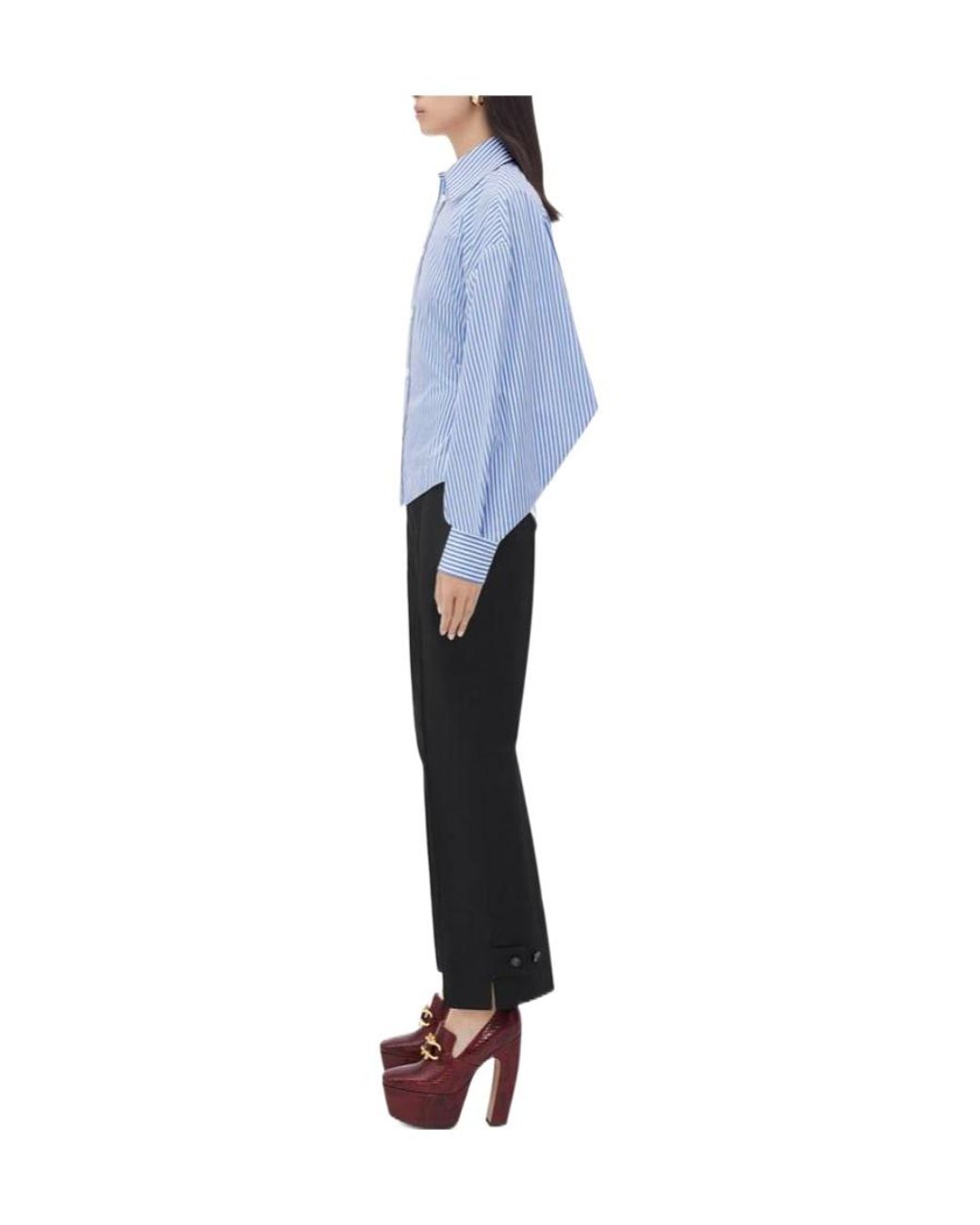 Bottega Veneta Blue Striped Cotton Poplin Shirt