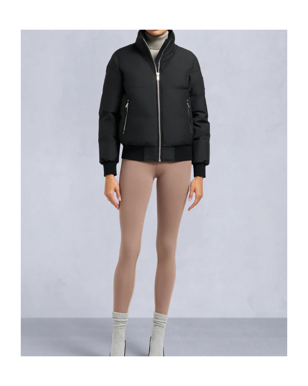 Moose Knuckles Black Cloud Shearling Bomber Jacket