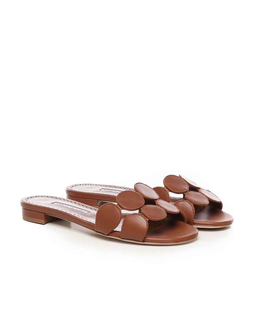 Manolo Blahnik Brown Circle Slide Sandals