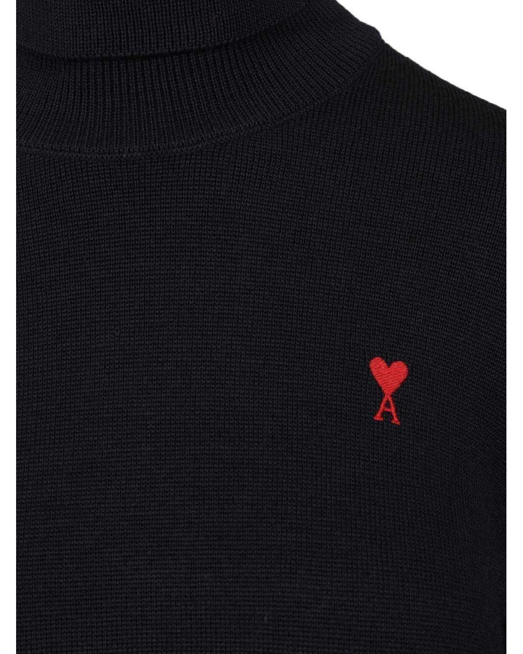 AMI Black Pull Col Roule Ami De Coeur
