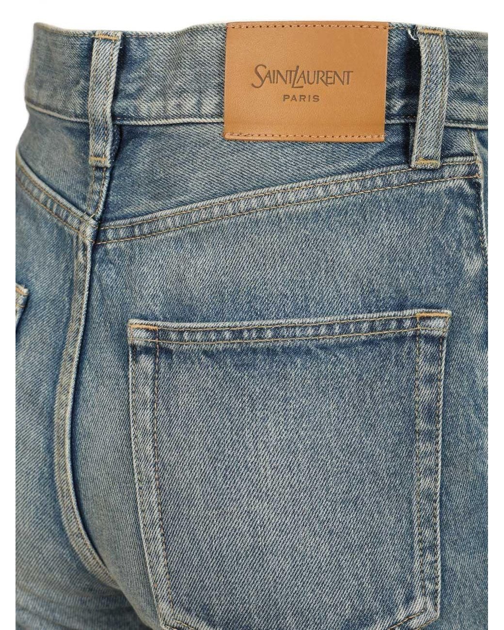 Saint Laurent Blue 90's High-Rise Cropped Slim Jeans