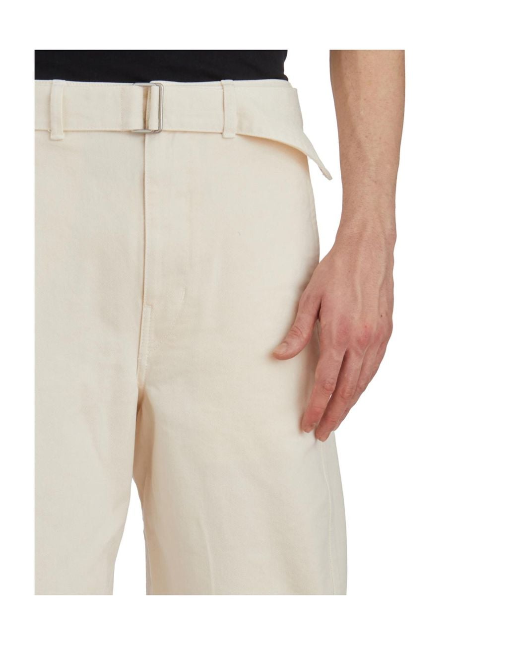 Lemaire White Twisted Belted Straight-Leg Trousers