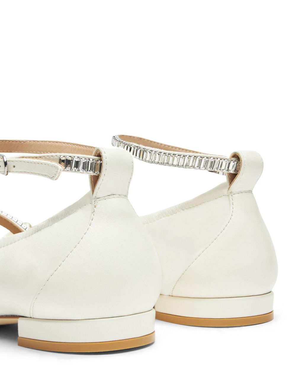 Stuart Weitzman White Stefanie Embellished Ballerina Flats