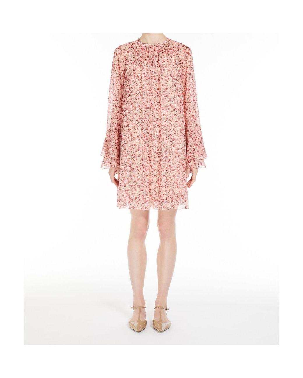 Max Mara Red Printed Georgette Dress
