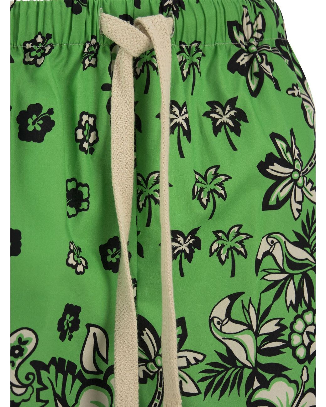 RED Valentino Green Bandana Printed Drawstring Shorts