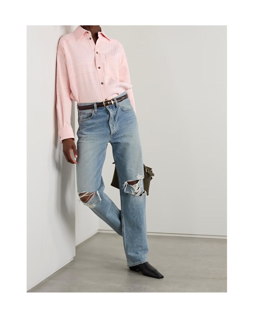Agolde Blue High Waist Straight Jeans