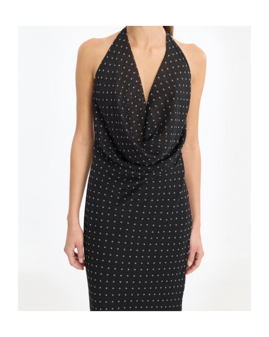 ROTATE BIRGER CHRISTENSEN Black Chiffon Halterneck Dress