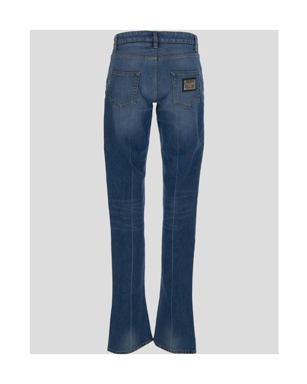 Dolce & Gabbana Blue Logo Plaque Flared Jeans