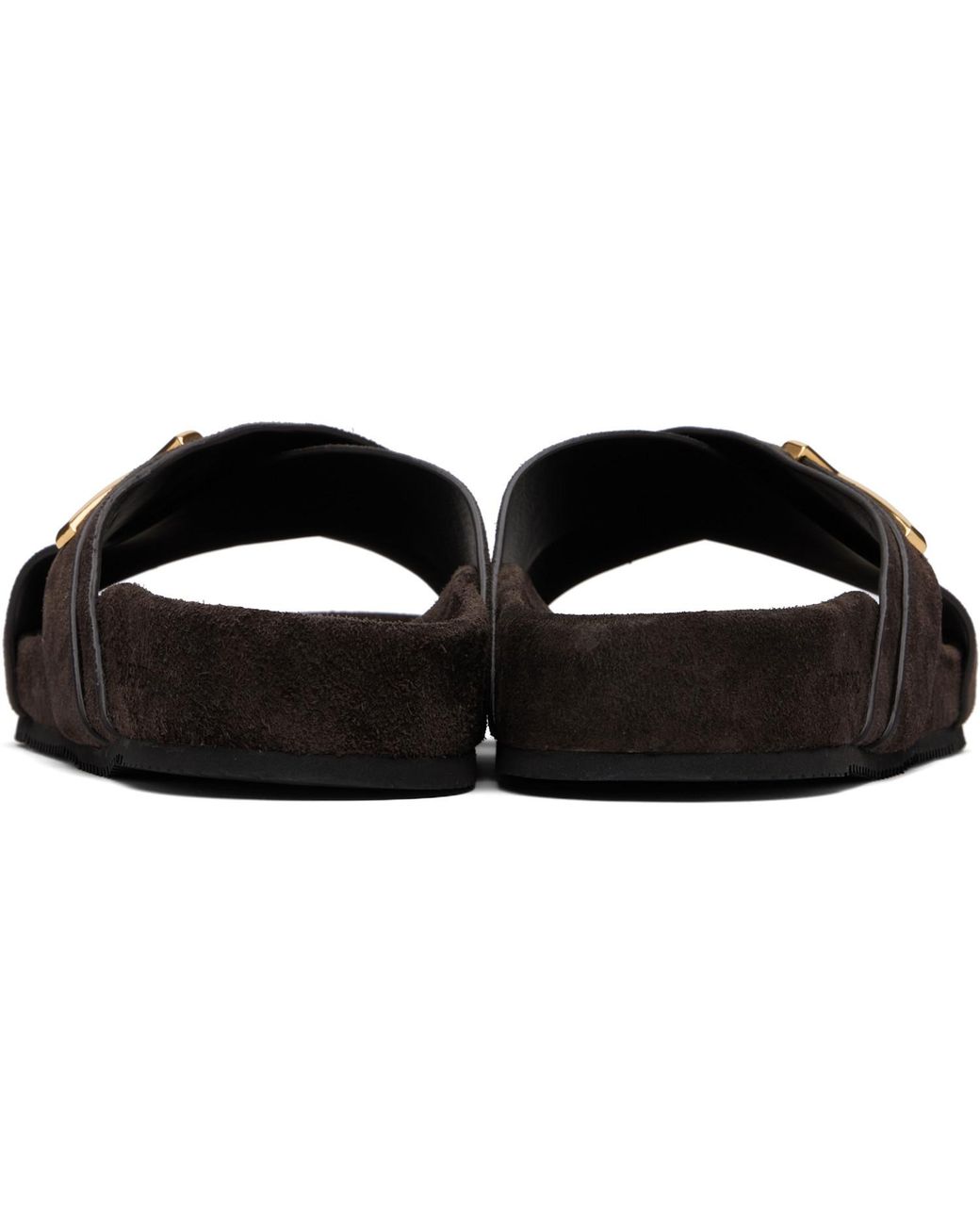 Tom Ford Brown Wicklow T Slippers for men