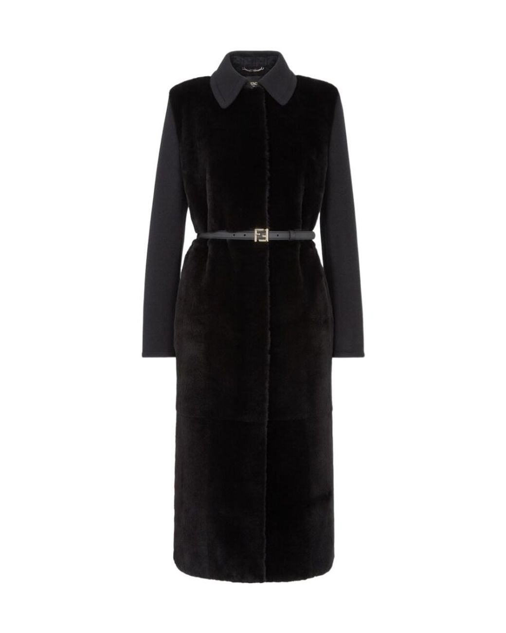 Fendi Black Single-Breasted Belted Coat