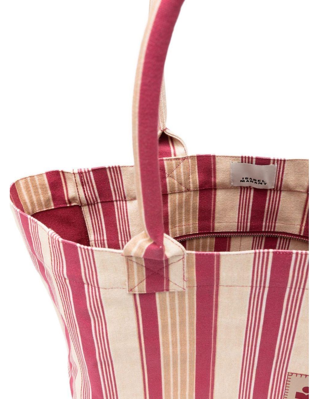 Isabel Marant Pink Logo Patch Striped Tote Bag