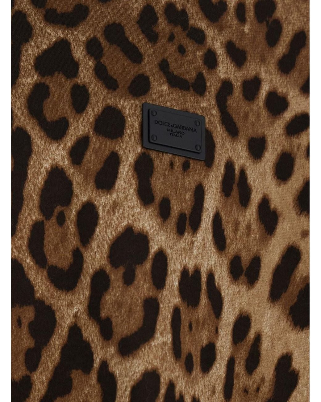 Dolce & Gabbana Brown Leopard Printed Crewneck T-Shirt for men
