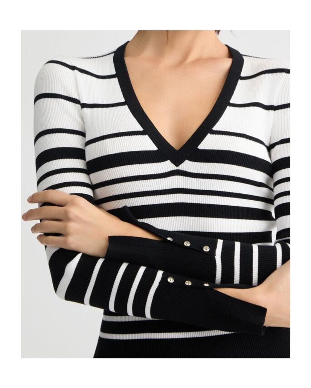 Liu Jo White Striped Knit Dress