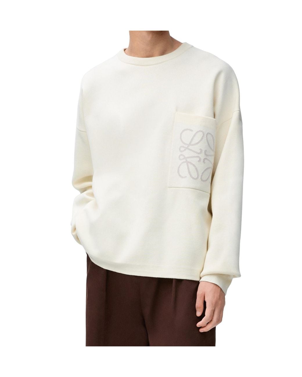 Loewe White Anagram-Embroidered Crewneck Jumper for men