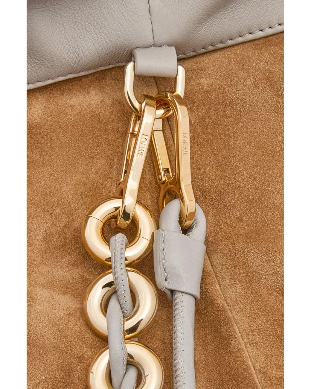 Loewe Gray Large Leather Flamenco Shoulder Bag