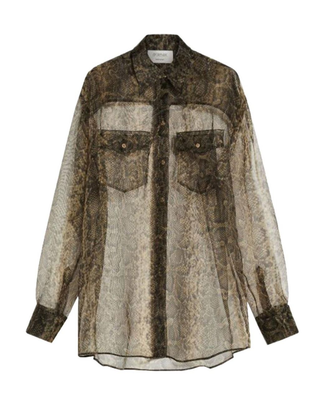 Sportmax Natural All-Over Patterned Long-Sleved Top