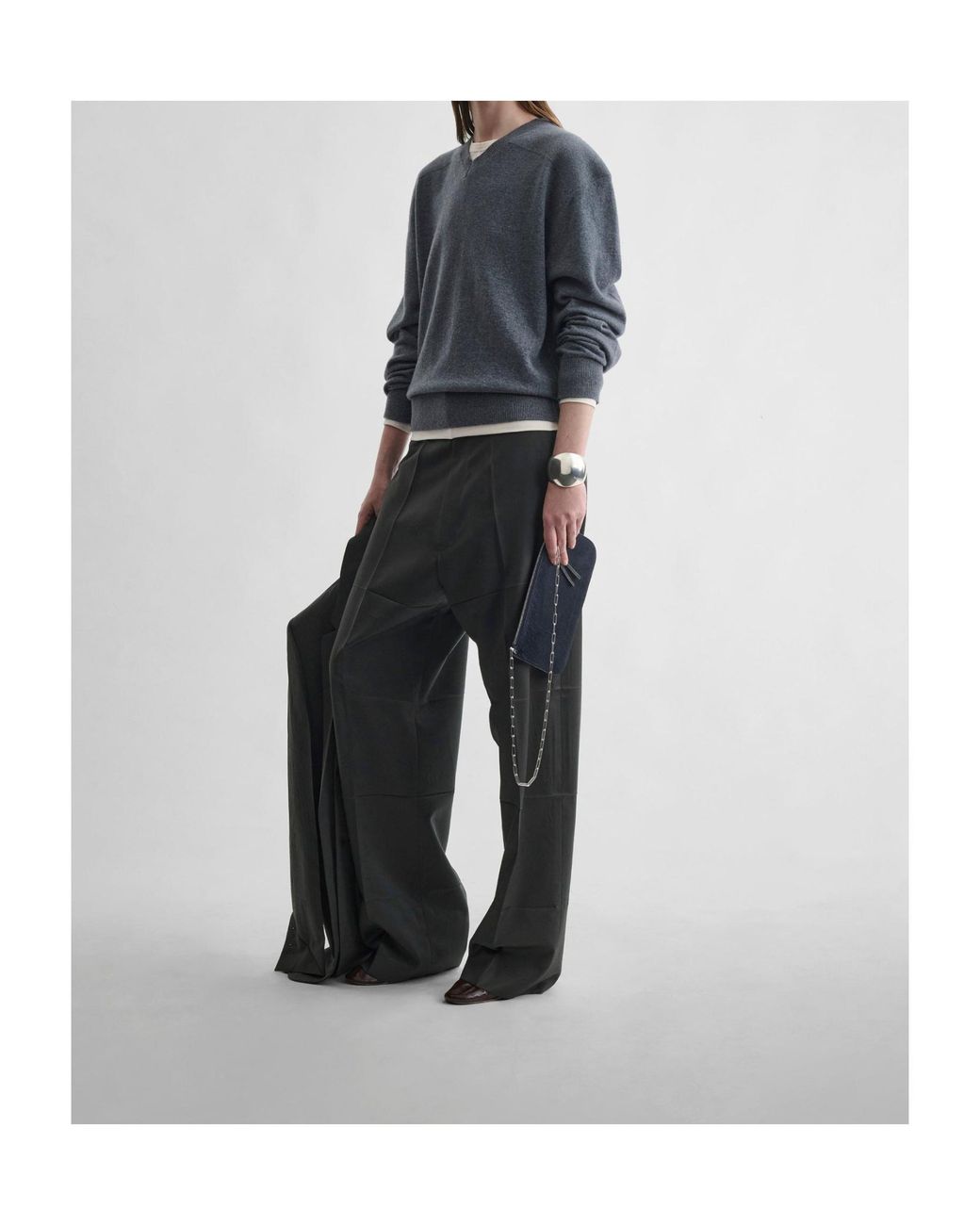 Phoebe Philo Gray Pleated Casual Trousers