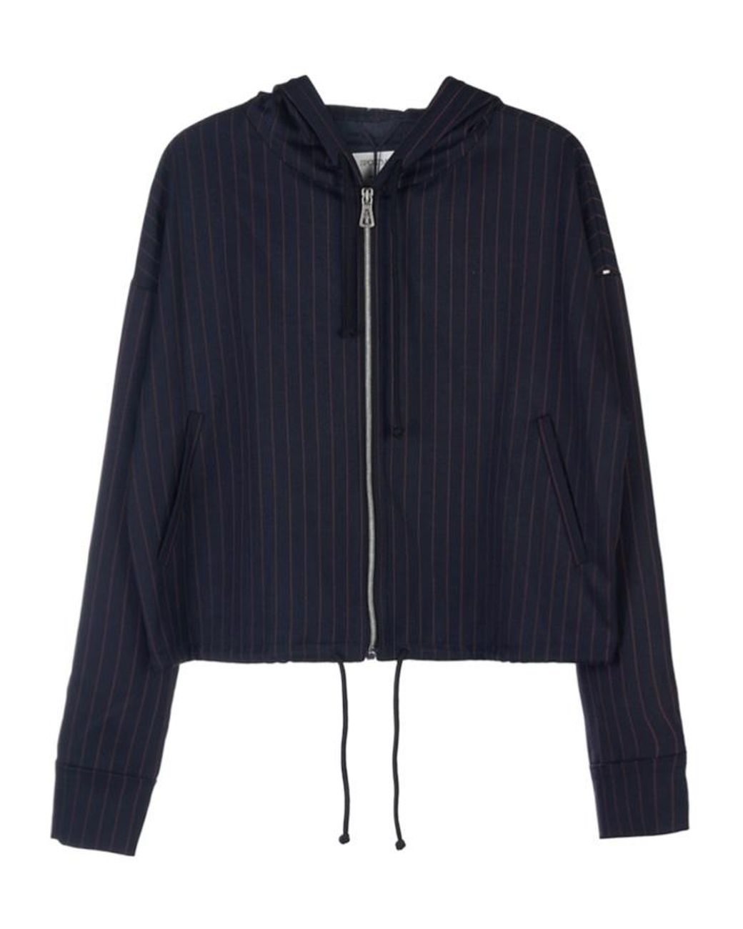 Max Mara Blue Long-Sleeved Hooded Casual Jacket