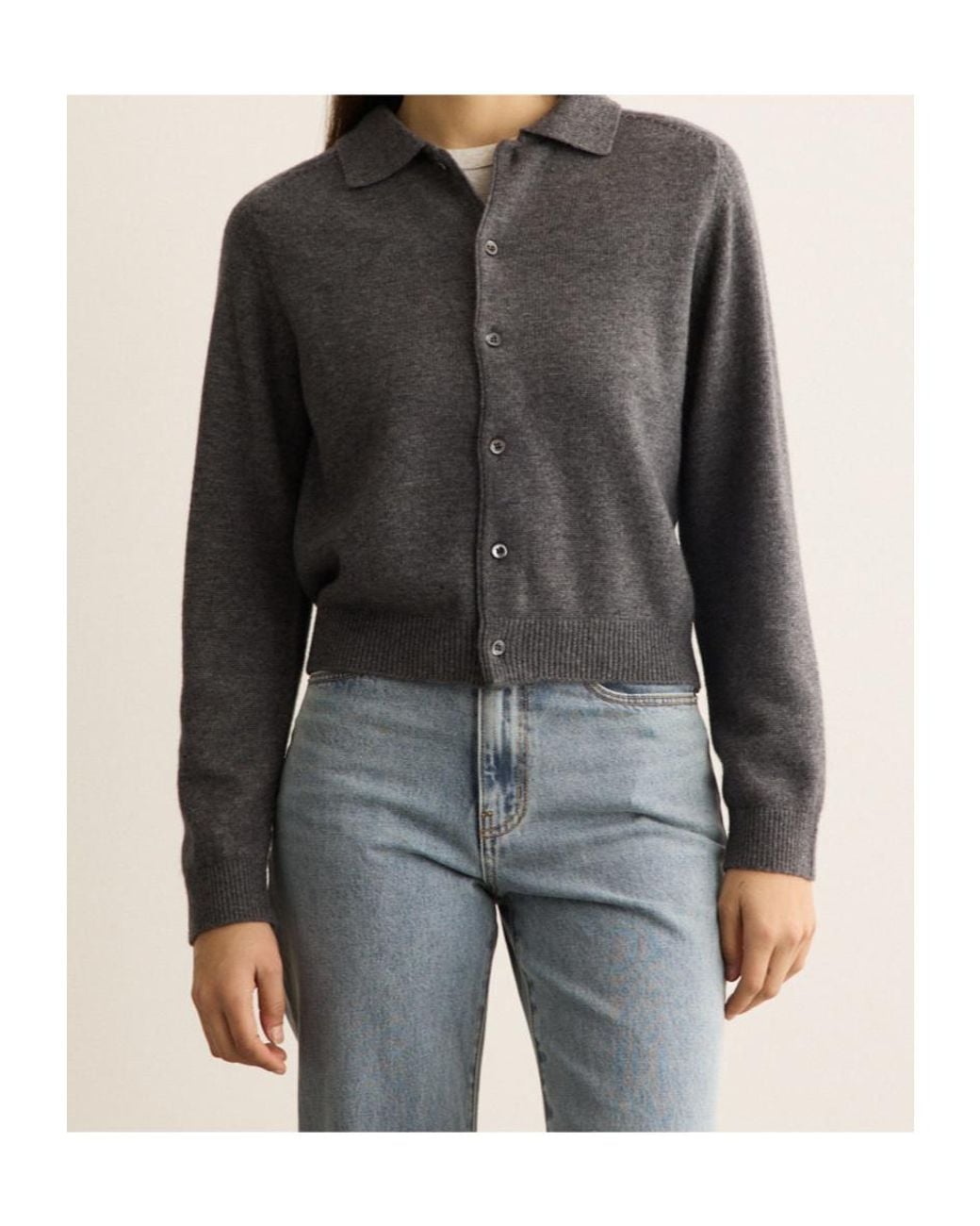 DUNST Black Ollared Button-Up Knit Cardigan