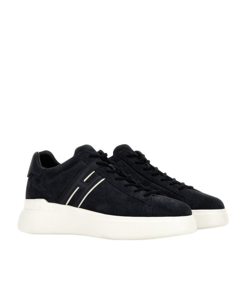 Hogan Black Leather Sneakers With Logo-Embellished Side Panels for men