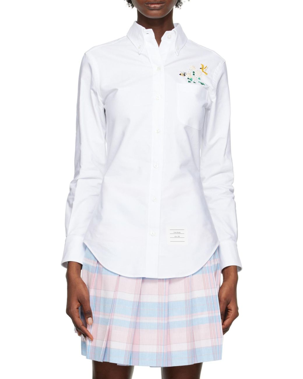 Thom Browne White Embroidered Long-Sleeve Shirt