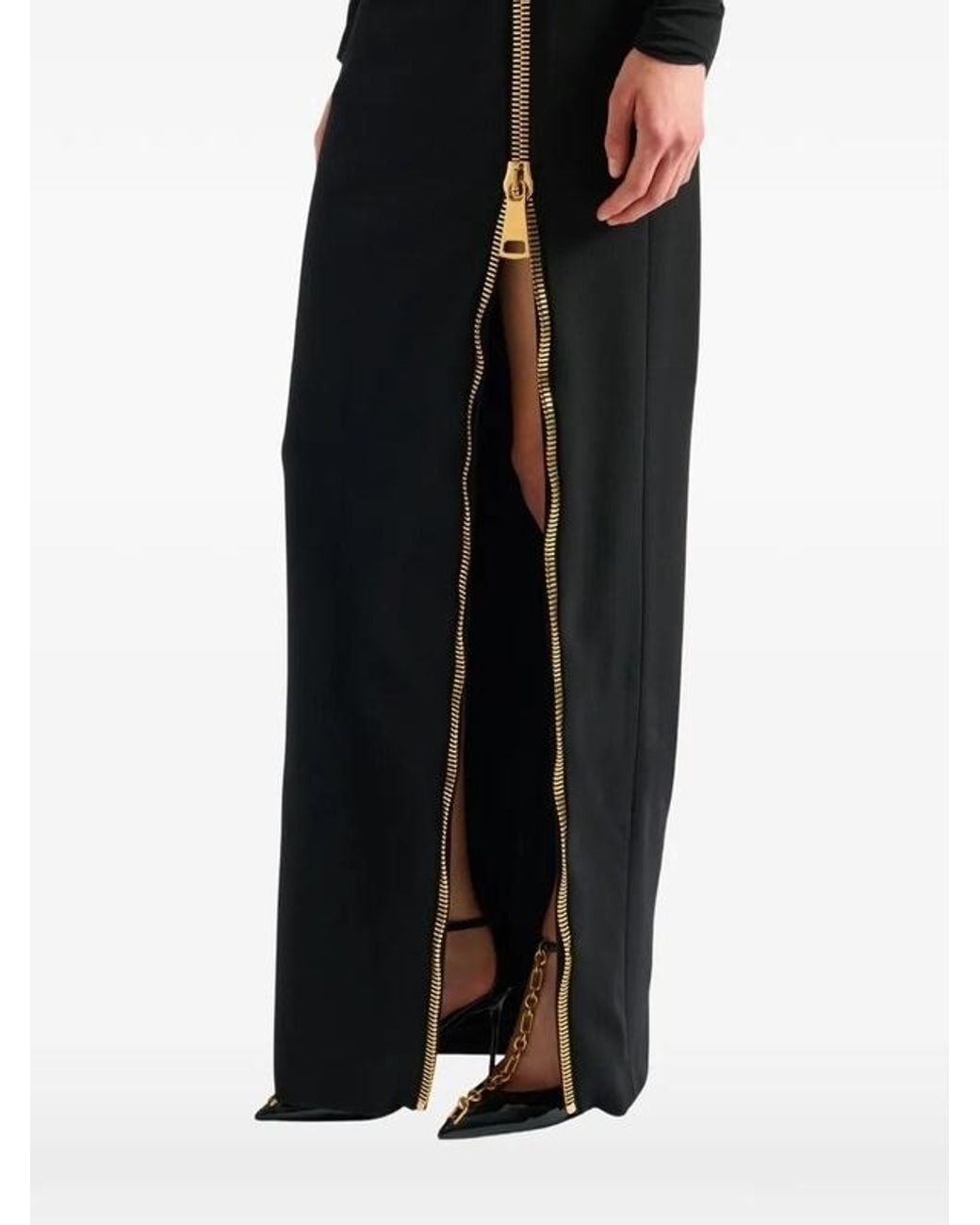 Balmain Black Zip Slit Dress